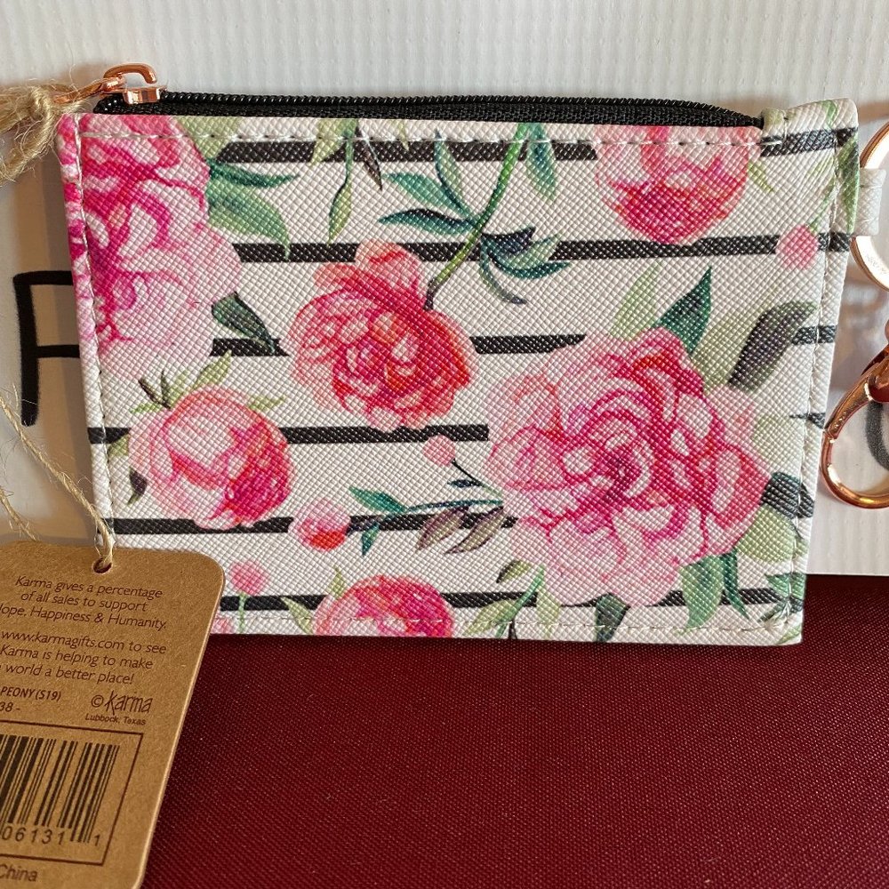 Karma Coin Purses - Pink Peony Coin Purse - Picture 1 of 3